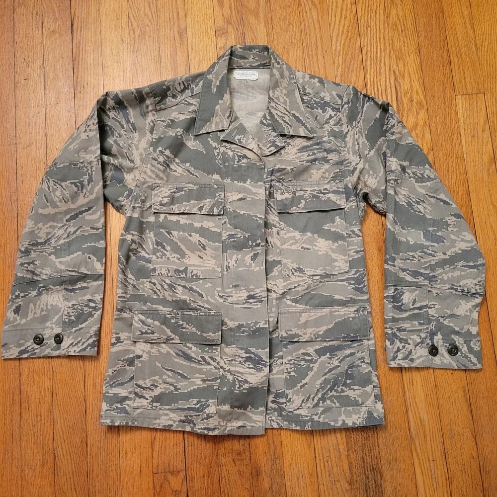 4 US Air Force 10R Utility Coat Grey‎ Digital Tiger Stripe Camo Jacket Military